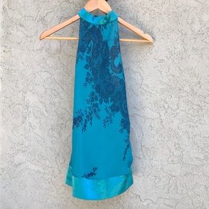 Blue Oriental Sleeveless Blouse